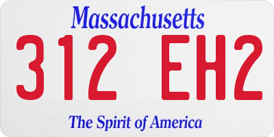 MA license plate 312EH2