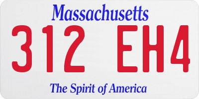 MA license plate 312EH4