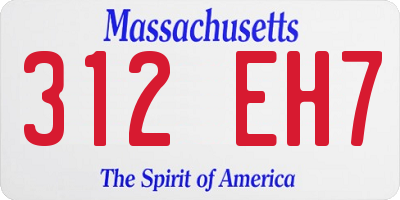 MA license plate 312EH7