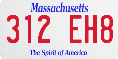 MA license plate 312EH8