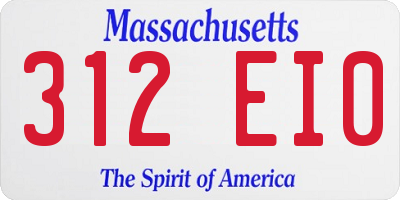 MA license plate 312EI0