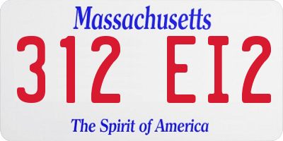 MA license plate 312EI2