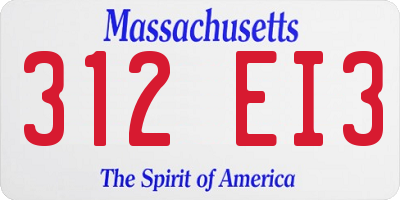 MA license plate 312EI3
