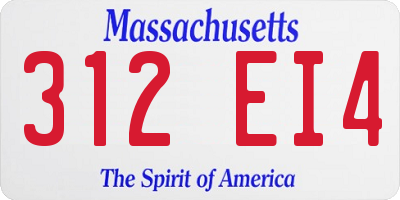 MA license plate 312EI4
