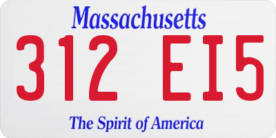 MA license plate 312EI5