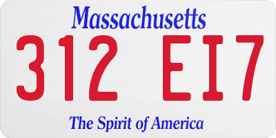 MA license plate 312EI7
