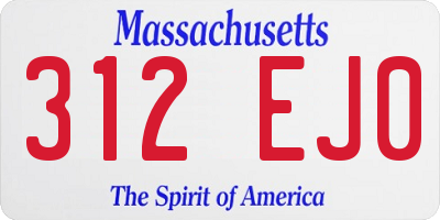 MA license plate 312EJ0