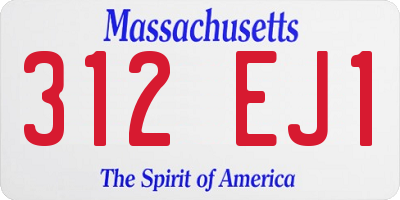 MA license plate 312EJ1