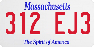 MA license plate 312EJ3