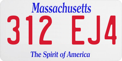 MA license plate 312EJ4