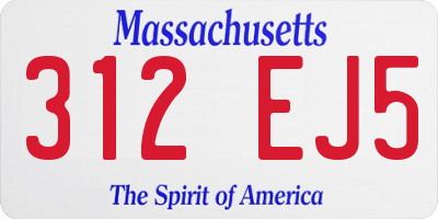 MA license plate 312EJ5