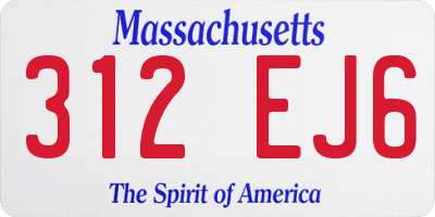 MA license plate 312EJ6