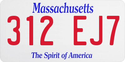 MA license plate 312EJ7