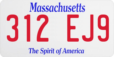 MA license plate 312EJ9