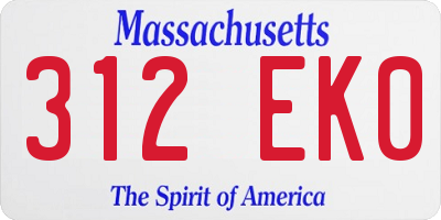 MA license plate 312EK0