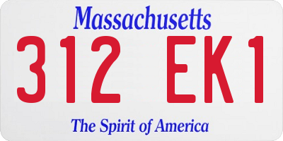MA license plate 312EK1