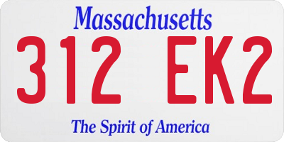 MA license plate 312EK2