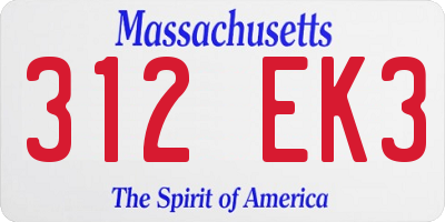 MA license plate 312EK3