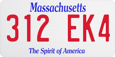 MA license plate 312EK4