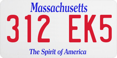 MA license plate 312EK5