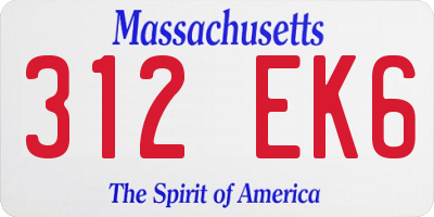 MA license plate 312EK6