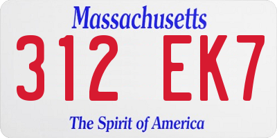 MA license plate 312EK7