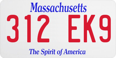 MA license plate 312EK9