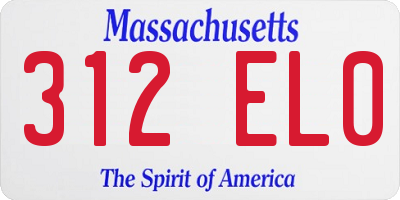 MA license plate 312EL0