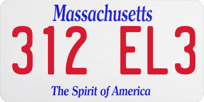 MA license plate 312EL3