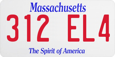 MA license plate 312EL4