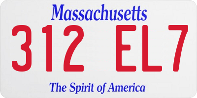 MA license plate 312EL7