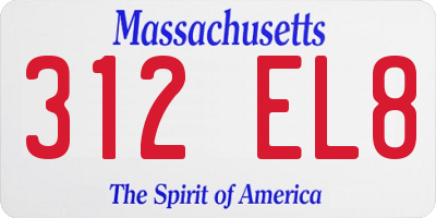 MA license plate 312EL8