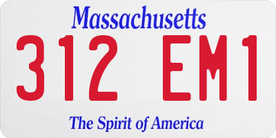 MA license plate 312EM1