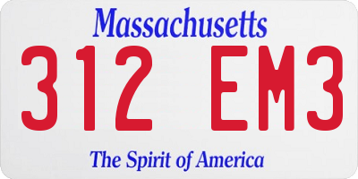 MA license plate 312EM3