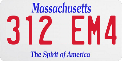 MA license plate 312EM4