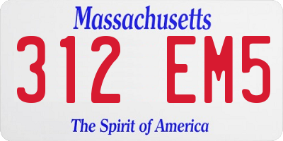 MA license plate 312EM5