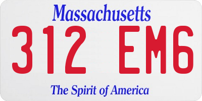 MA license plate 312EM6