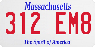 MA license plate 312EM8