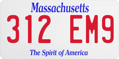 MA license plate 312EM9