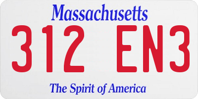 MA license plate 312EN3