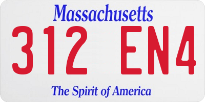 MA license plate 312EN4