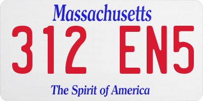 MA license plate 312EN5