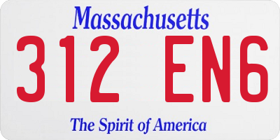 MA license plate 312EN6