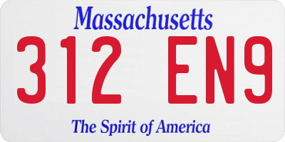 MA license plate 312EN9