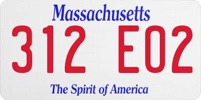 MA license plate 312EO2