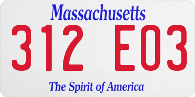 MA license plate 312EO3