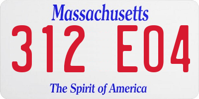 MA license plate 312EO4