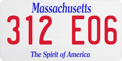 MA license plate 312EO6