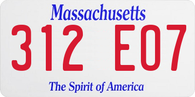 MA license plate 312EO7
