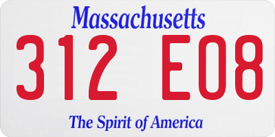 MA license plate 312EO8